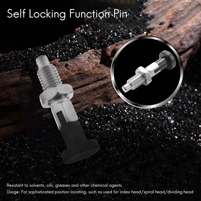 2X M10 Stainless Steel Self Locking Index Plunger Pin With Self Locking Function For Dividing Head