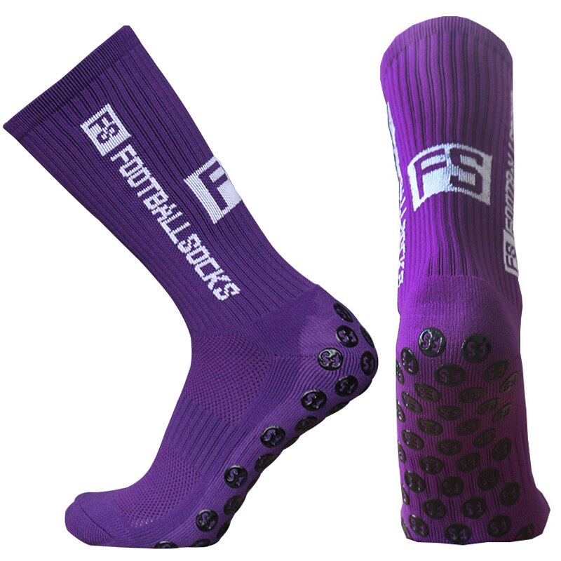 Sports Men Women Anti Slip FS Football Socks Baseball Rugby Grip Soccer Socks: FS purple