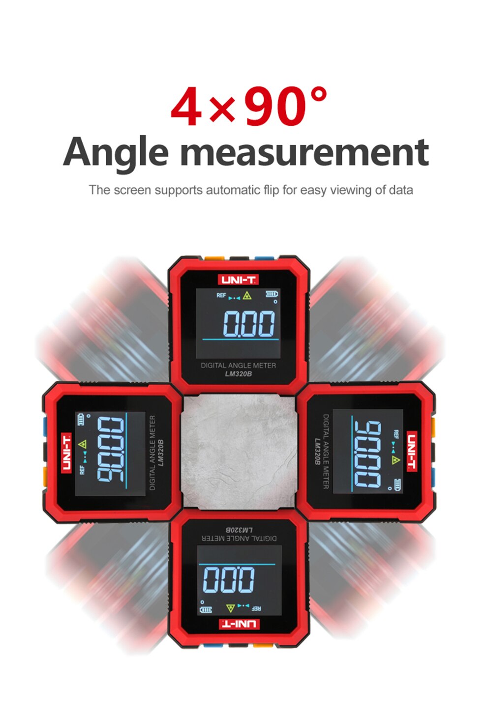 UNI-T Angle Meter Digital Protractor Angle Finder Electron Goniometer Level Meter Magnetic Base Mini Inclinometer Angle Tester