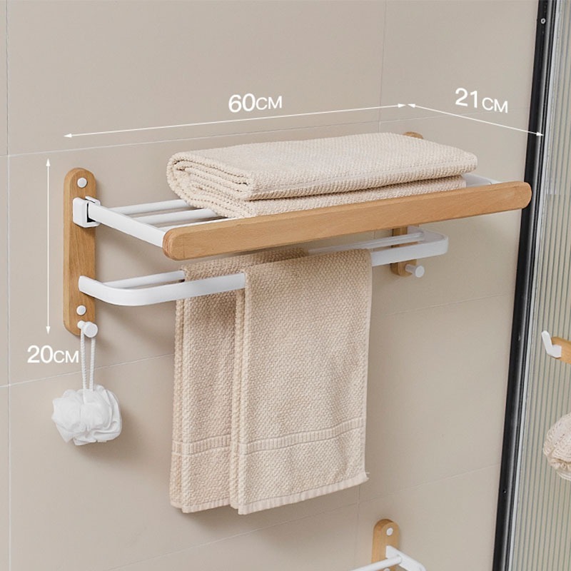 Badezimmerregal-einstellen, Dusch-Organizer-Regal, Zauberstab-Baderegal aus Holz, Badezimmer-Halfter-einstellen, Eckregal für Waschraum, Haartrockner-Halfter