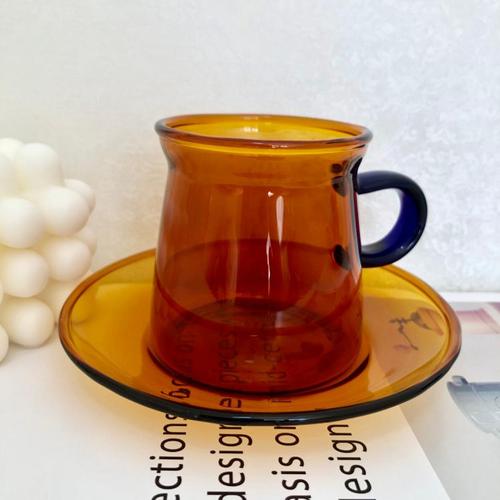 Flerfarvet glas kaffekrus til te par drikkeglas krus kaffekopper kreativitet varmebestandig sund te drikke kop: Sort