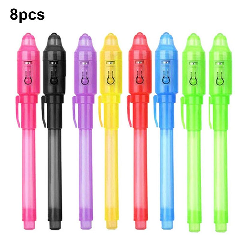 2/4/8/14 pièces Stylo UV Invisible Crayon Magique Secret Stylo Fluorescent pour Bloc-Notes Enfants Enfant Dessin Peinture Conseil FOU99: 8pcs