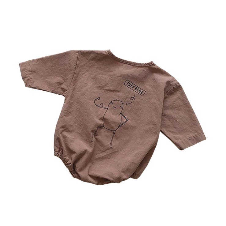 Baby Jumpsuit Lente En Herfst Katoen Romper Koreaanse Wilde Baby Kleding Jongens En Meisje Lange Mouwen Klimmen Kleding: Bruin / 9m