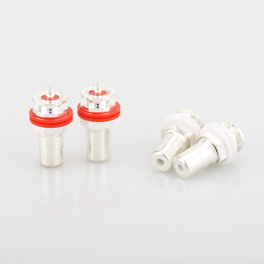 8Pcs Silver Plated RCA Phono Chassis Panel Mount Female Socket Adapter