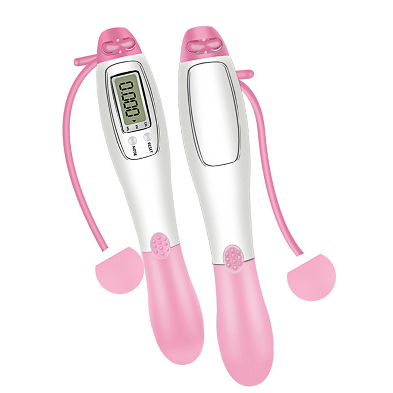 Electronic Skipping Rope Set Cordless Skipping Smart Jump Rope LCD Screen Counting Speed Counter Fitness Exercise Body Building: Pink-Cordless