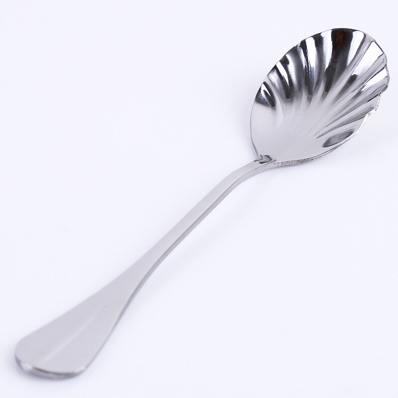 Coffee Spoon Stainless Steel Shell Tea Spoon Cake Dessert Fruit Fork Stirring Mini Spoon Dropshiping: silver