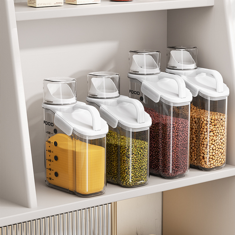 Grandes tasses doseuses à bec verseur pour céréales, stockage compact des aliments secs, transparent, laqué fl.oz, 1,5 l