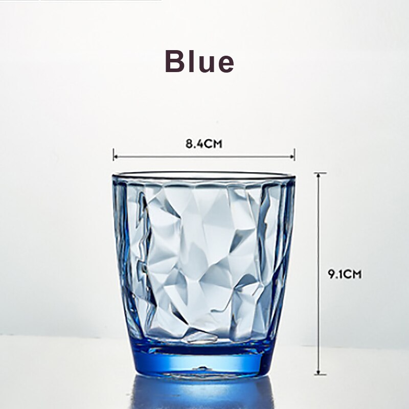 300ml Transparent Cups Acrylic Tumbler Plastic Beverage Juice Ice Tea Drinking Cups Reusable Unbreakable Glassware Kids: Blue 04