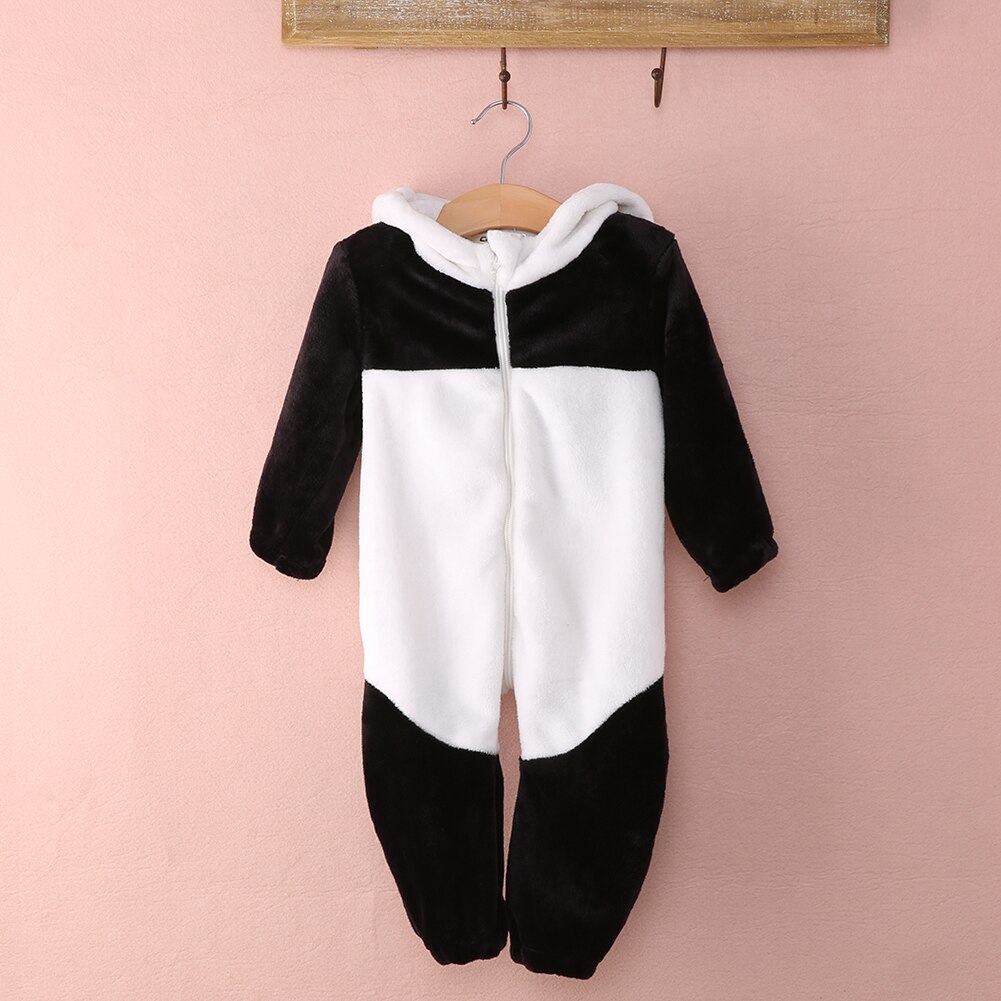 Vêtements Panda 3D pour bébés filles | Joli barboteuse à manches longues, combinaison fermeture éclair, une pièce pour bébés filles 0-3T