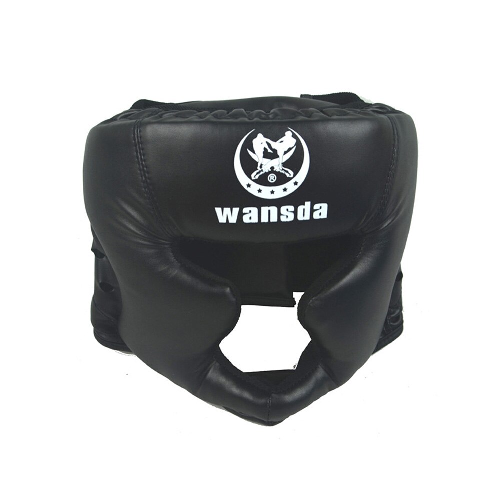 trete Boxen Helm für Männer Frauen freundlicher PU Boxen Kopfschutz Karate Muay thailändisch Kampf MMA Judo Ausbildung Erwachsene freundlicher ausrügestochen: Kinder Schwarz