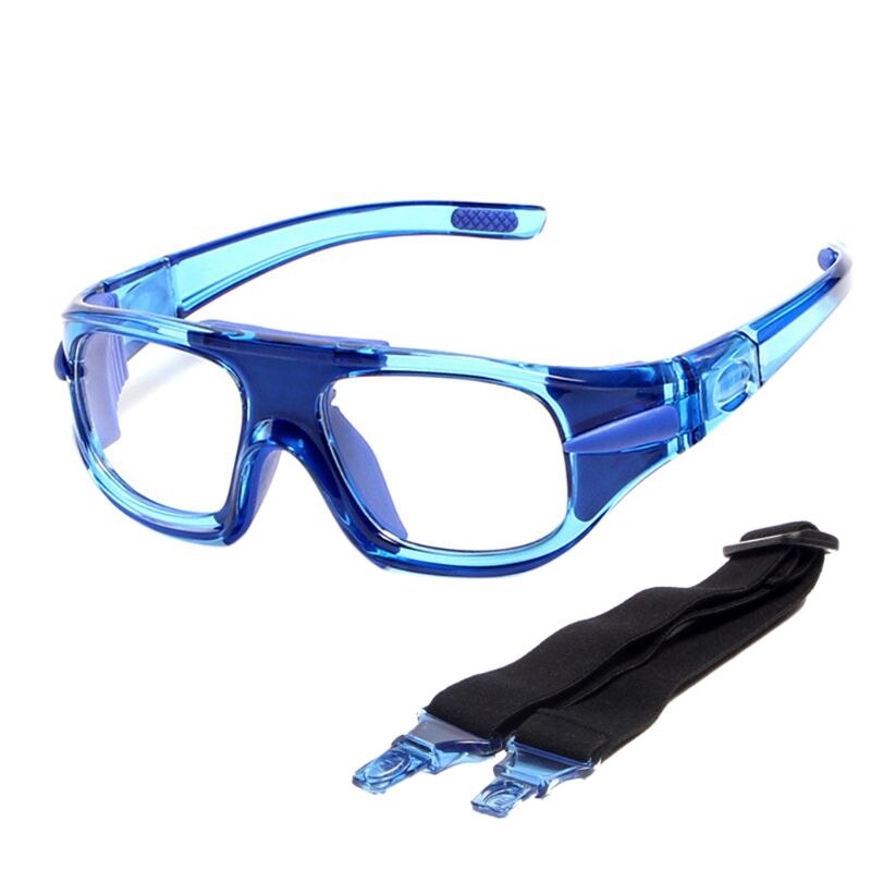 Sportsbriller basketball fodbold beskyttelsesbriller beskyttelsesbriller optisk ramme aftagelig spejlben nærsynethed: Blå