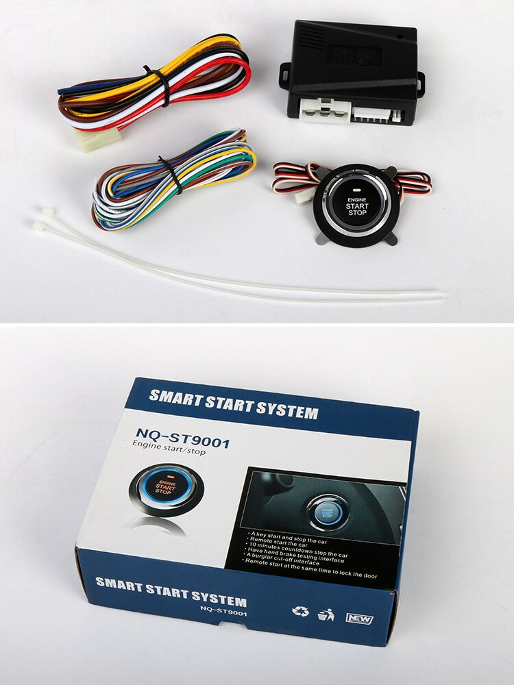 12v auto bilmotor push start system larm en start stopp knapp nyckelfri ingång rfid lås tändningsstarter stöldskyddssystem