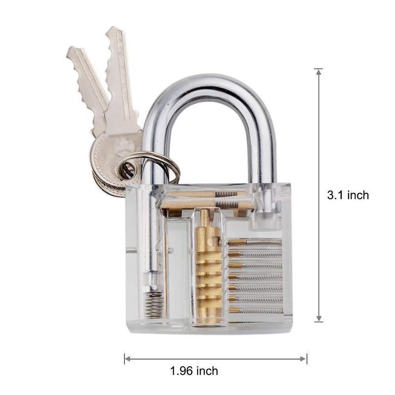 Locksmith Hand Tools Supplies Lock Pick Set Transparent Visible Practice Padlock With Broken Key Removing Hooks Hardware Tools