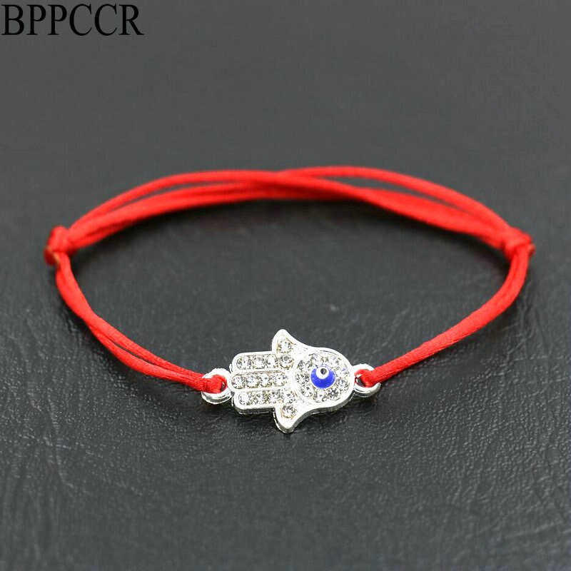 Bppccr Eenvoudige Vrouwen Gevlochten Touw Geluk Armbanden Hamsahand Fatima Evil Eye Dunne Rode Touw Draad String Armband Pulseras Mujer: hand red