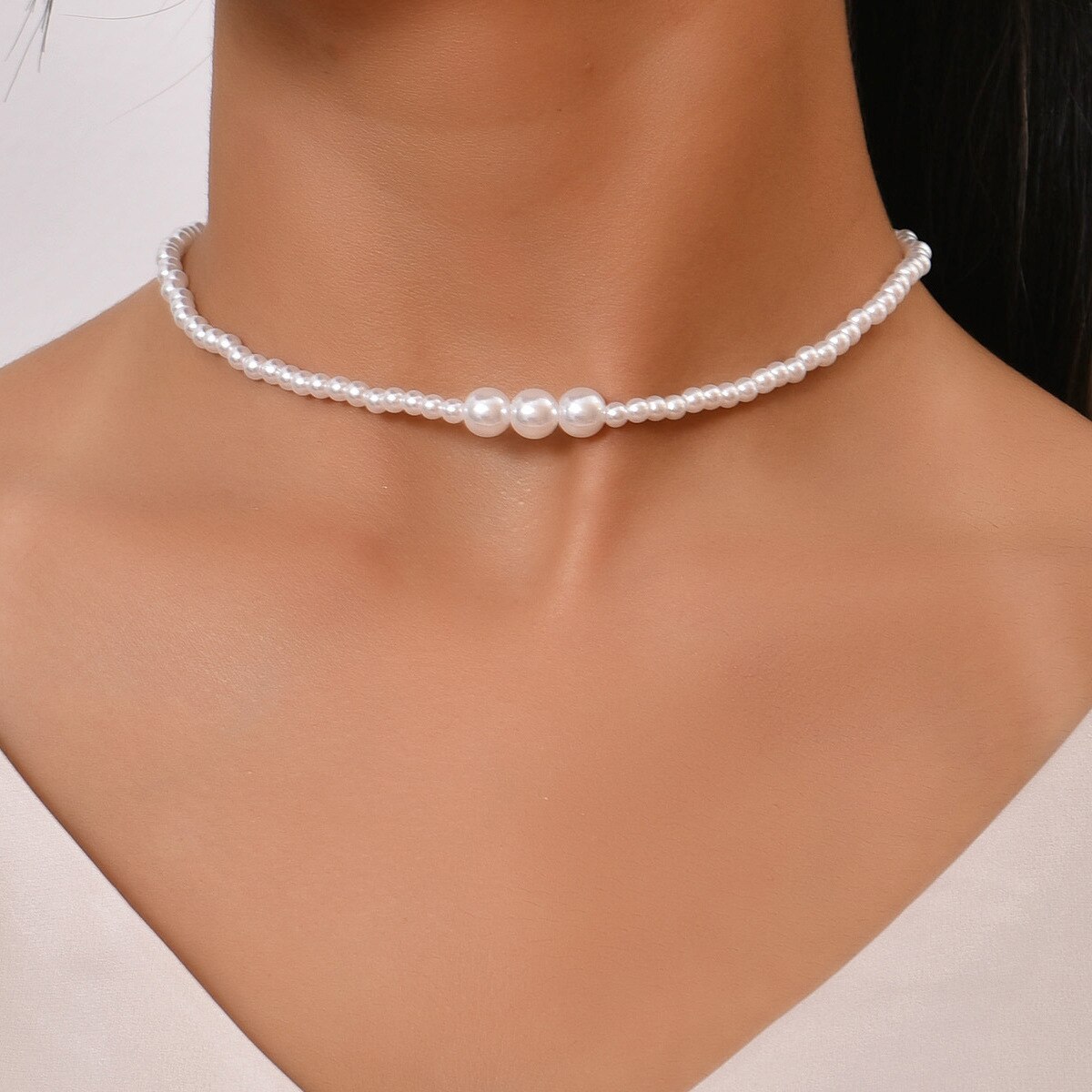 YWZIXLN 2021 Trend elegancka biżuteria ślubna duży naszyjnik z pereł dla kobiet moda biała sztuczna perła Choker naszyjnik N0179: Czysty złoty