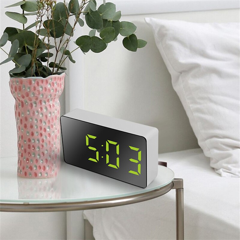 LED Mirror Table Clock Digital Alarm Snooze Display Time Night Light Desktop USB Alarm Clock Home Decor for Children