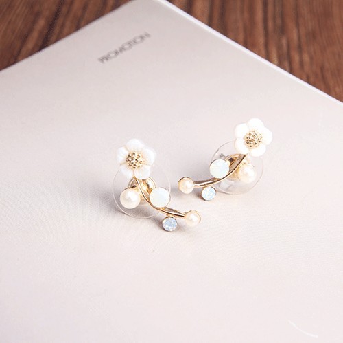 Korean Acrylic Flower Earrings For Women Long Tassel Transparent Crystal Earring Jewelry Wedding: dark green