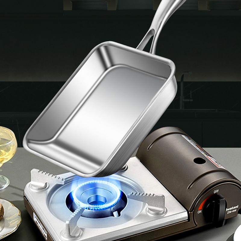 Non Stick Koekenpannen 3-laags Roestvrijstalen Vierkante Kookpan Anti-aanbak Koekenpan Diepe Kleine Ijzeren Koekenpan Kookgerei Pan Koekenpan