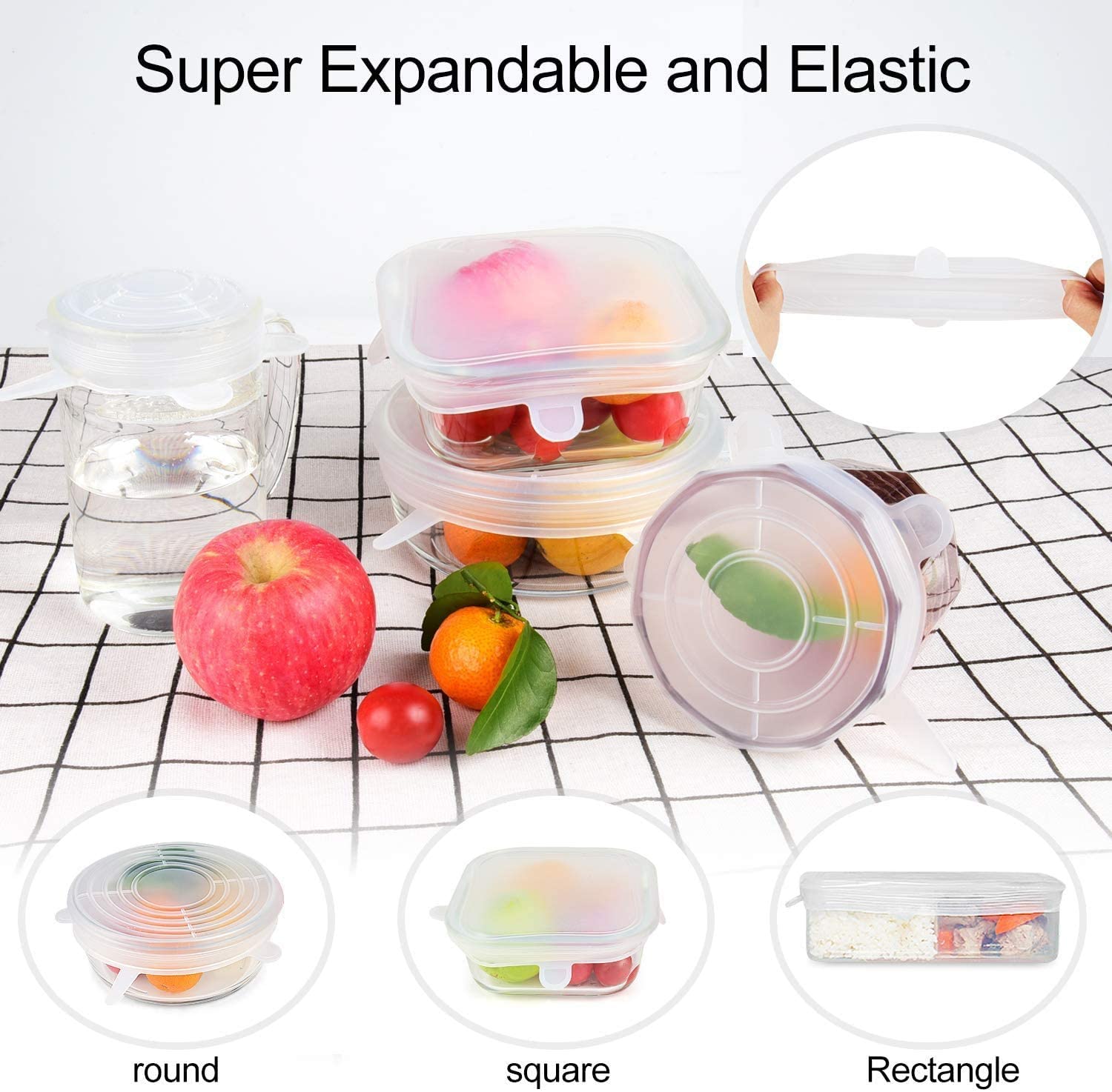 Couvercles alimentaires extensibles en Silicone, Pack de 10, sans BPA, réutilisables, durables, pour le stockage des aliments, pour bols, blanc, violet