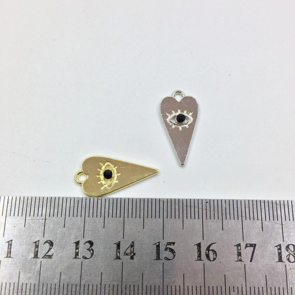 Eruifa 10pz 20*10mm Del Cuore Occhio con Strass moneta collana in Lega di Zinco, orecchino dei monili del braccialetto FAI DA TE fatti a mano 2 colori