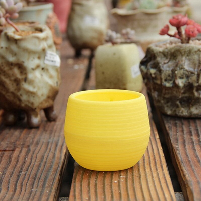 Macetas pequeñas bonitas de plástico para plantas, macetas de flores para suculentas, macetas para interior, hierbas, jardín, hogar: yellow