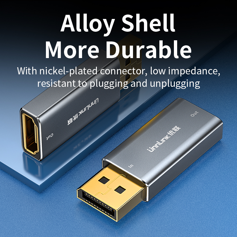 Unnlink Adapter 4K DisplayPort na HDMI DP męski na żeński Konwerter HDMI do karty graficznej PC Laptop na monitor HD TV Projektor