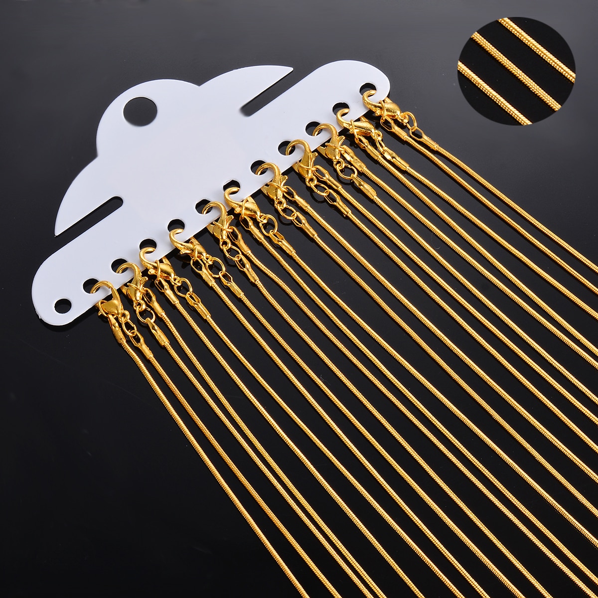 Commercio tutto'ingrosso 12pz di Larghezza 1.2 millimetri di Lunghezza 45-60 centimetri Oro Collana Della Catena Del Serpente Dei Monili di DIY Che Fanno per Il Pendente del Braccialetto della collana