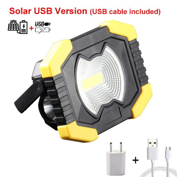 80W Led Portable Spotlight Solar Led Work Light USB Rechargeable Outdoor Lamp COB Floodlight Tent Lantern Repair 18650 Panel: Package B