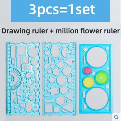 Pittura Righelli Disegno per Bambini graffiti FAI DA TE Multi-funzione Interessante puzzle Spirograph Righello di Plastica Rifornimento di Scuola Righello impostato: 7