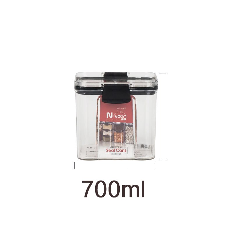 Versiegelt Panzer lagerung Kasten transparent kunststoff haushalt küche Snacks gewürze nüsse lebensmittel Klasse getreide lagerung Kasten: 650ML Schwarz