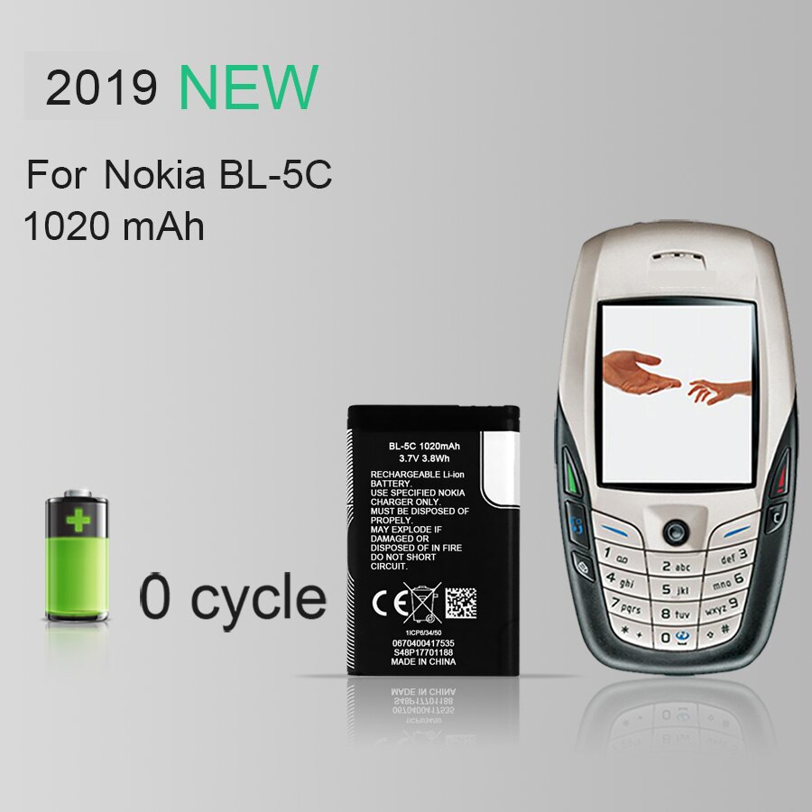Pinzheng 100% Originele BL-5C Telefoon Batterij Voor Nokia Bl 5C BL-5C BL5C 1112 1110 6600 N70 N71 N90 Vervanging bl 5C Batterij