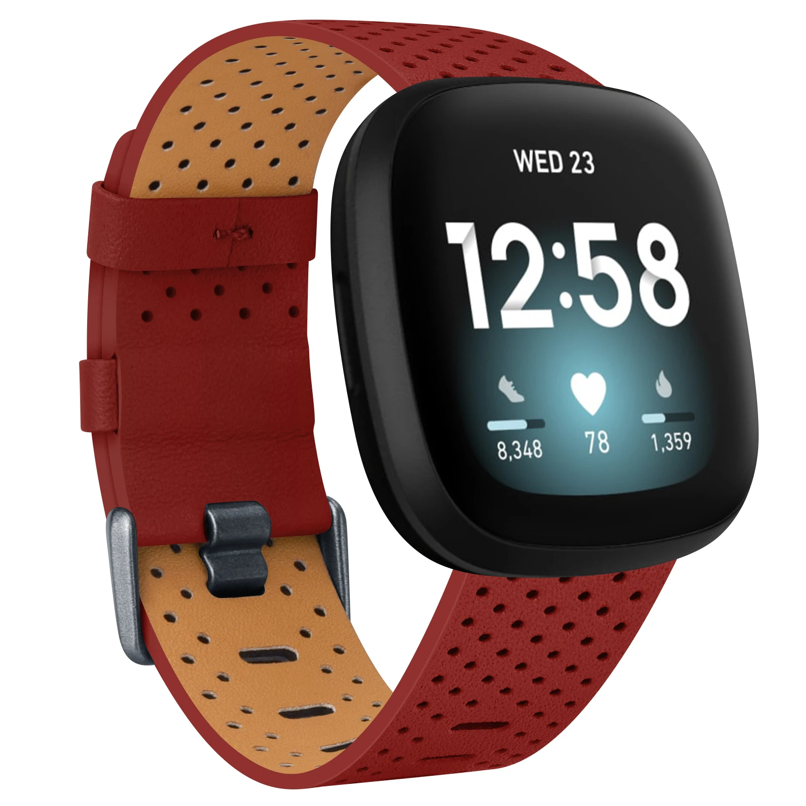 Correa de cuero transpirable de lujo para Fitbit Versa 3 Sense, pulsera de repuesto para reloj inteligente Fitbit Sense