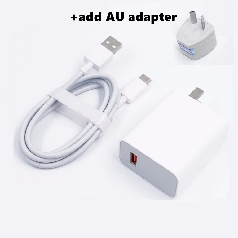 Original xiaomi 33w carregador rápido kit completo tipo-c cabo para mi 10 9 10t lite poco x3 nfc redmi k40 nota 9 10 pro: add AU adapter