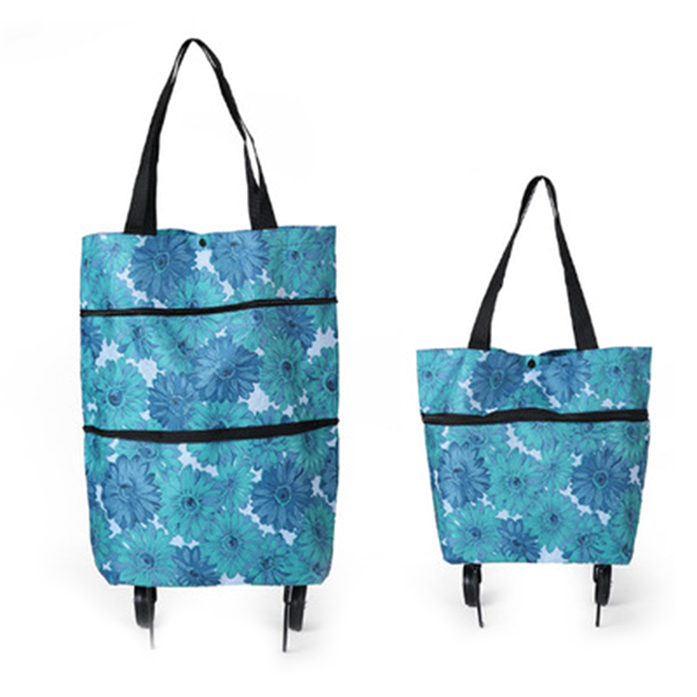 Household Portable Folding Cart Roller Shopping Bags Outdoors Food and Fruits Storage Foldable Trolley Wheel Supermarket Bag ﻿: Clear