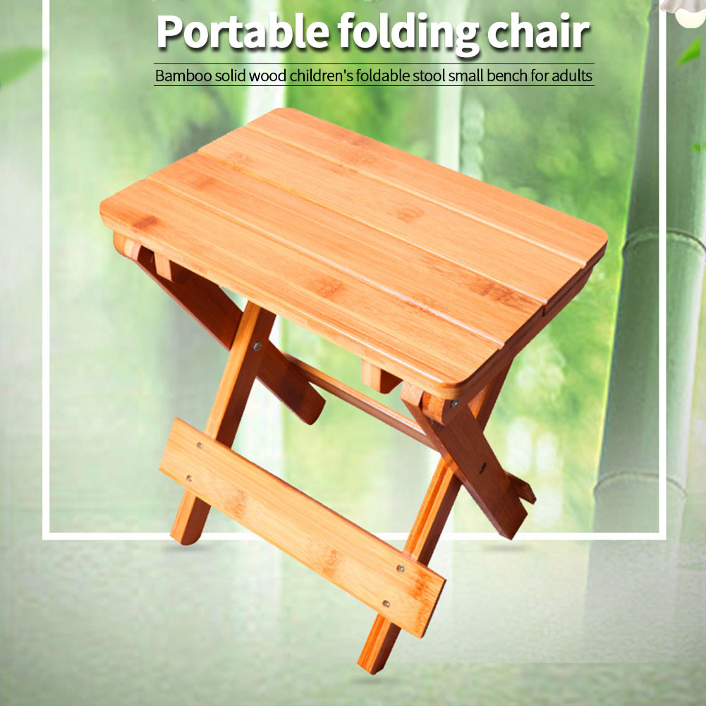 Outdoor Camping Fishing Portable Chair Travel Folding Stool Non Slip Hiking Convenient Small Solid Wood Quick Rest Picnic