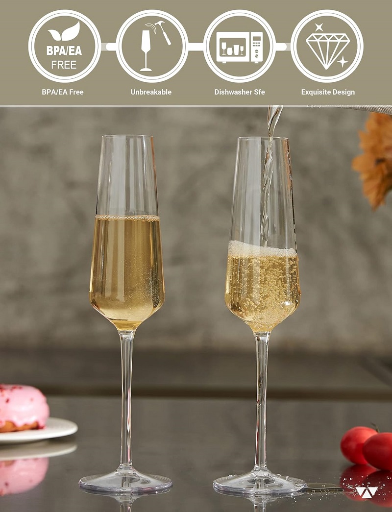 MICHLEY-Juego de copas de champán irrompibles, copa de vino espumoso de plástico Tritan para boda, , Picnic, Barware, 2/4 Uds.