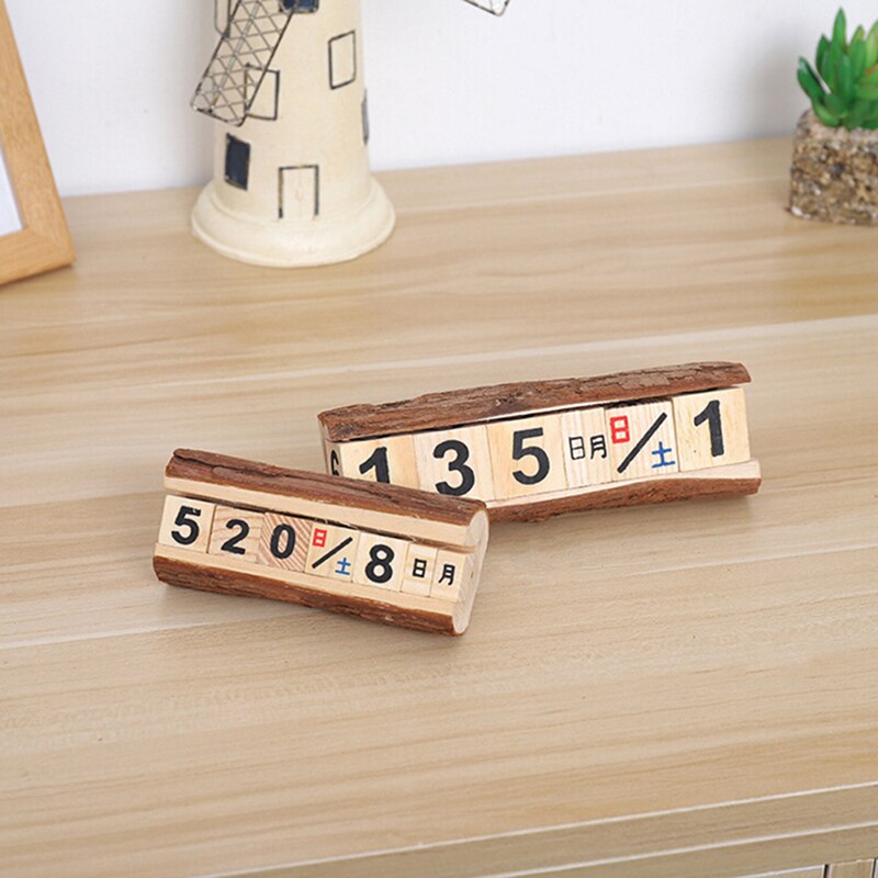 ¡Oferta! 1 Uds., calendario pequeño de madera maciza Manual , calendario de cuenta atrás, decoración de escritorio, adornos artesanales de madera para decoración del hogar