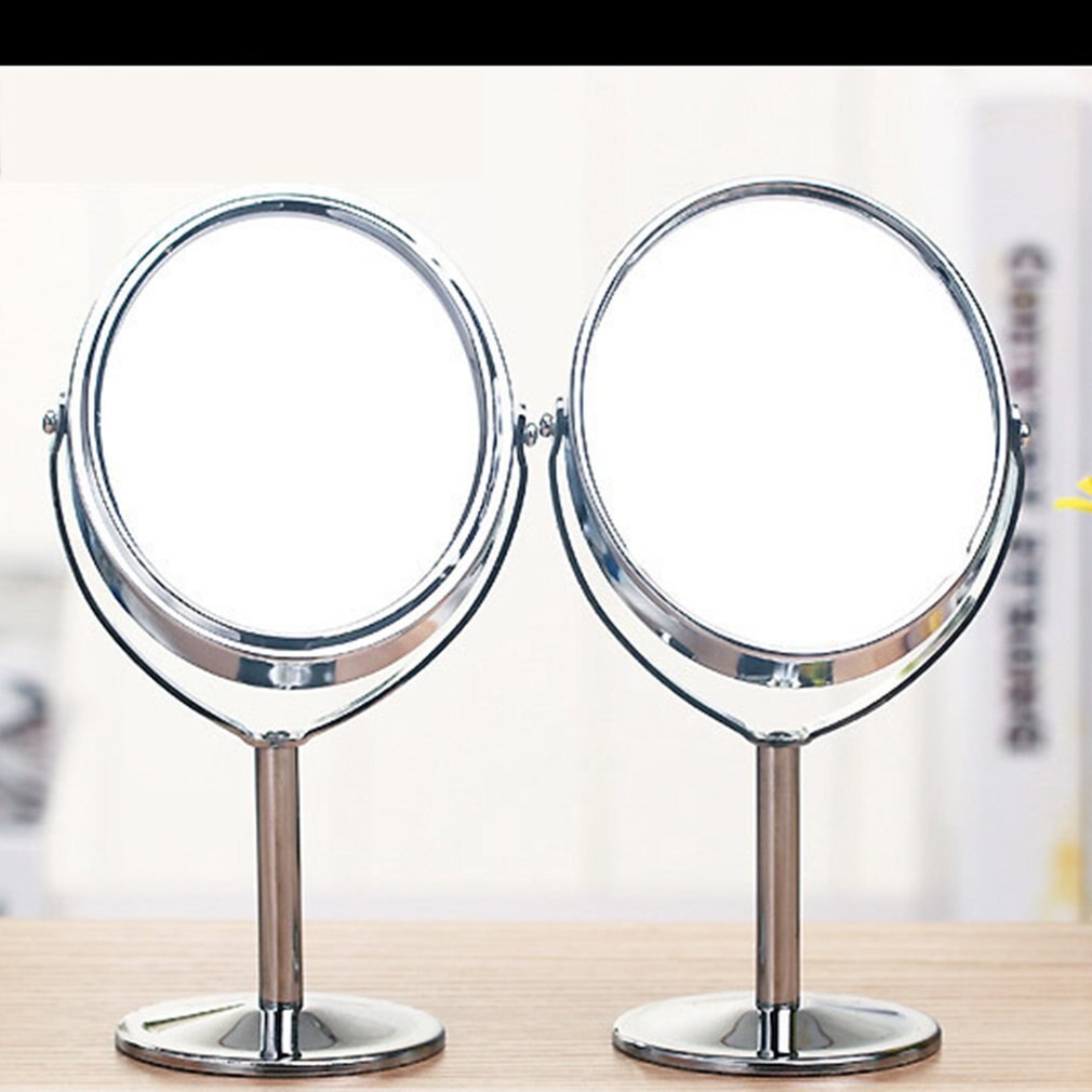 Korean Metal Mirror Makeup Mirror Dressing Mirror Desktop Rotating Mirror 1:2 Magnification Function Makeup Mirror