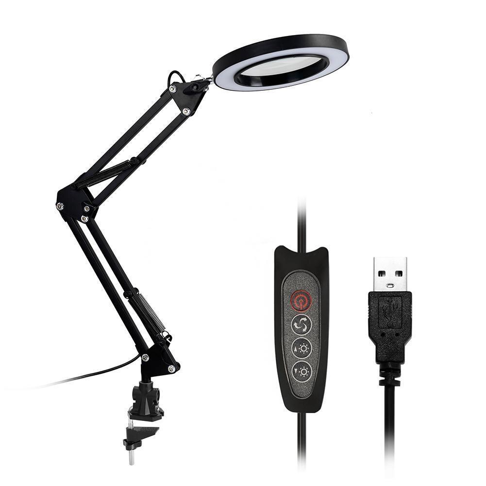 USB LED 3 Couleurs Lampe de Table Gradation Bureau Liseuse Grande Loupe Lumière Avec Verre À Ongles Beauté 5X Y3L2