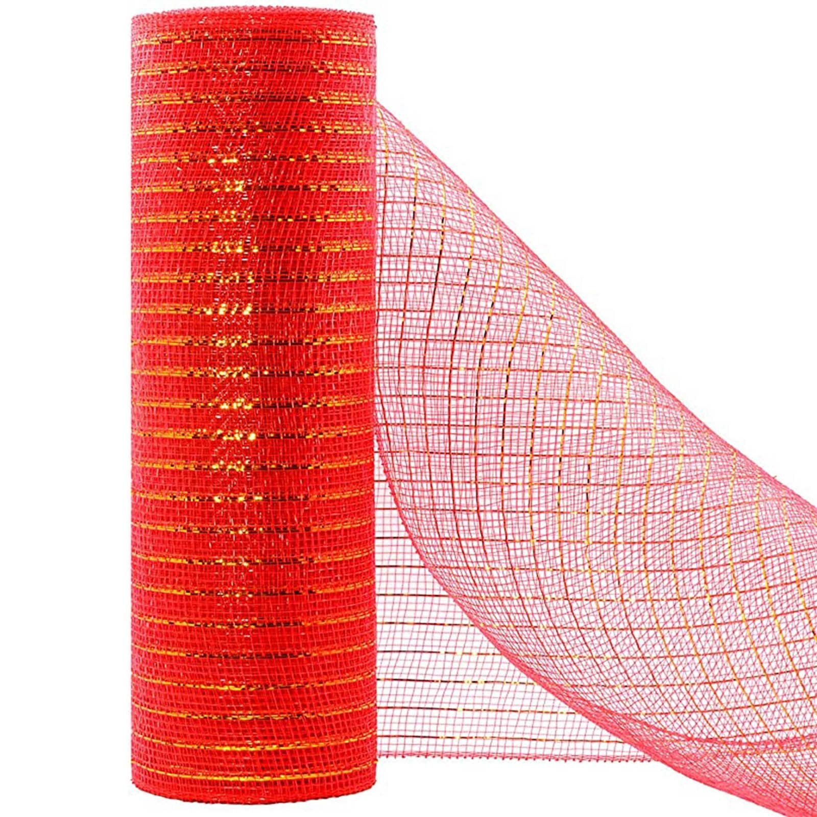 Juledeko poly mesh bånd 10 tommer  x 30 fod hver rulle - metallisk folie mere farve kan vælge ruller til kranse #g30