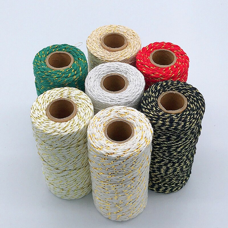 metallisch goldene Gold Silber Baumwolle Seil Bäcker Schnübetreffend für Handwerk Verpackung spulen bäcker Wicklung gestreift Hochzeit Dekoration