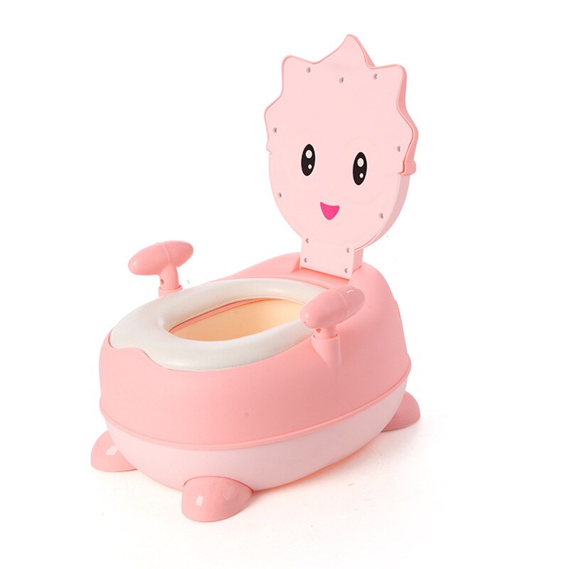 Tecknad toalettstol baby bärbar toalett för barn barn baby toalettstol potta för resor söt barn toalettstol avtagbar kruka: Rosa pvc mjuk pad