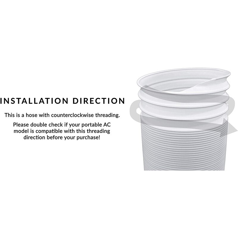 Air Conditioner Portable Exhaust Hose- 5 in Diameter Size - 59 in Long - Universal Flexible Counter Clockwise Tube