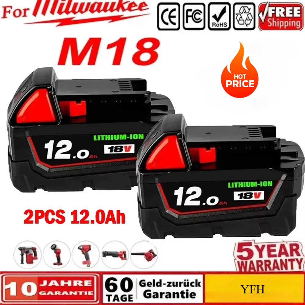 For Milwaukee M18 18V 9Ah 12000mAh 18650 Lithium Replacement Battery For Milwaukee 48-11-1860 48-11-1850 48-11-1840 Tool Battery