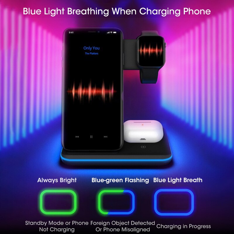 15w kabellose ladegeräte für iphone 13, 12 , 11 xs max, xr ,  x 8, 3 in, 1 qi; schnellladestation für apple watch 7 se, 6, 5 und airpods pro