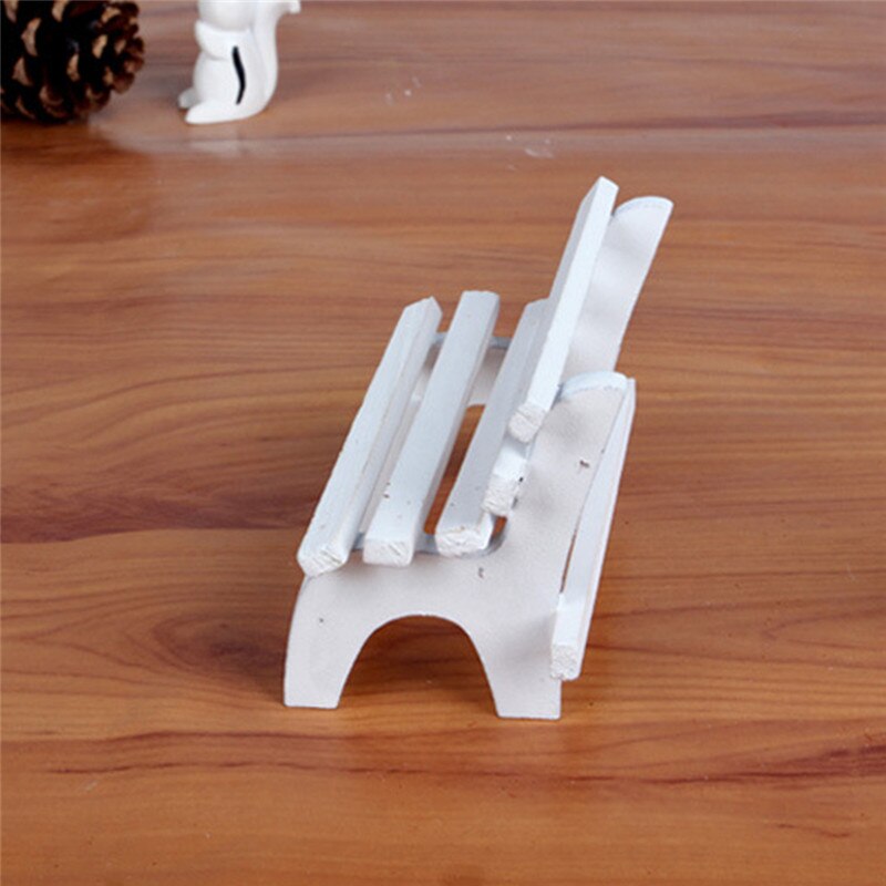 Miniatuur Tuin Ambachten Bonsai Terrarium Beeldjes Wit Park Bankjes Stoel Mini Landschap Ornament Pop Meubels