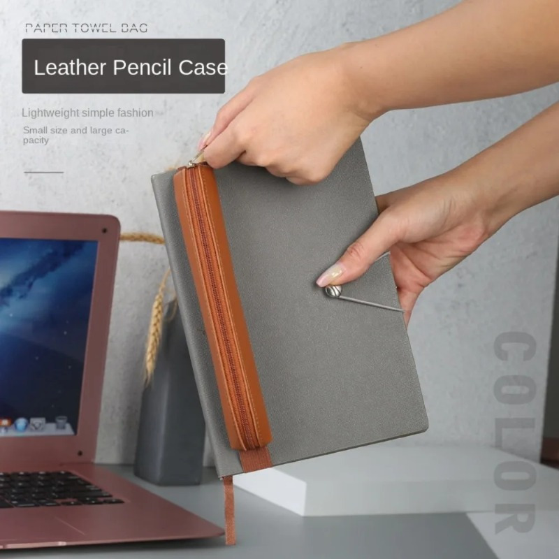 Pu Leder Bleistift Lagerung Tasche Buch Notebook Elastische Gummiband Stift Clip Tragbare Büro Treffen Laptop Stift Halter