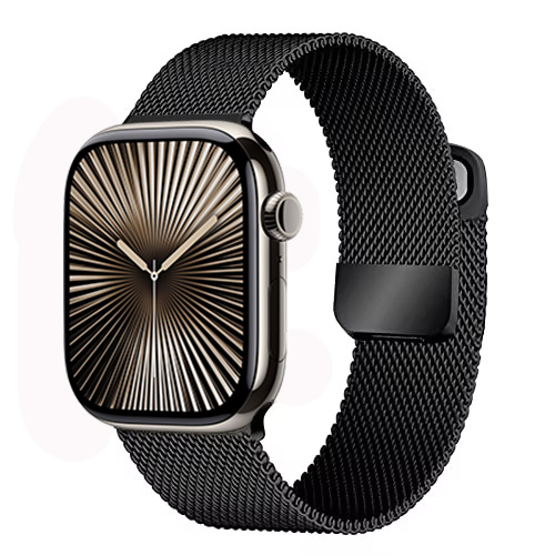 Correa milanesa para Apple Watch Ultra2 49mm 10 9 8 7 46mm 45mm 41mm 6 5 4 SE 44mm 40mm Metal magnético doble sección IWatch 3 42mm: Amarillo plata / 16 mm