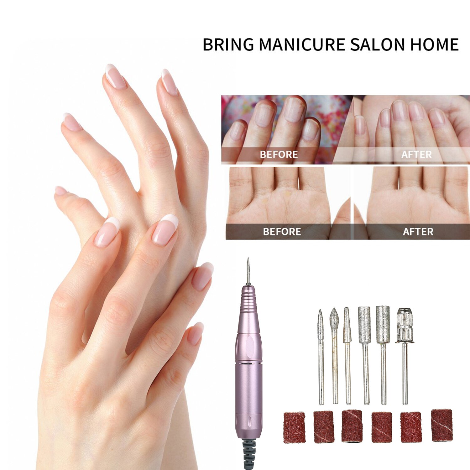 KKMOON-pulidora eléctrica de uñas, juego de limas y limas eléctricas para manicura y pedicura, 30000RPM