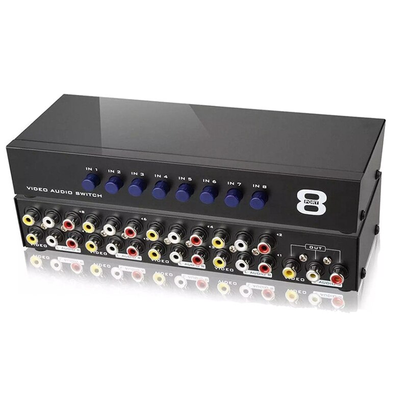 8 In 1 Out Composite Video Audio 3 RCA AV Switch Switcher Box Selector VCD/DVD To TV